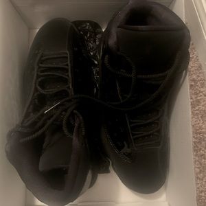 Black patent leather and cloth Jordan shoes